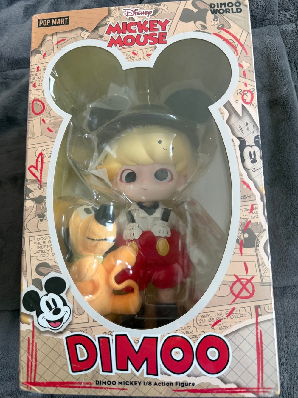 Disney DIMOO Mickey-Inspired Figure in Red, Yellow & Black and Pluto. Sealed